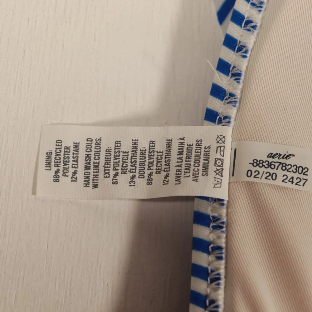 NWT Aerie Ruffle Longline Bikini Top in Blue Stripe - Picture 12 of 12